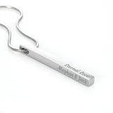 Silver Gold 4 sided Engraved Pendant Necklace for Women - Create a Memory Great as Gift