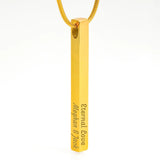 Silver Gold 4 sided Engraved Pendant Necklace for Women - Create a Memory Great as Gift