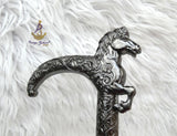 Grey Silver Horse Head Decorative Chief Groom Walking Stick – Ornamental Handle Gentlemen’s Cane African Walking Staff
