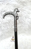 Grey Silver Horse Head Decorative Chief Groom Walking Stick – Ornamental Handle Gentlemen’s Cane African Walking Staff