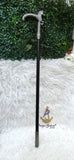 Grey Silver Horse Head Decorative Chief Groom Walking Stick – Ornamental Handle Gentlemen’s Cane African Walking Staff