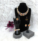 Sparkling Multi Colour Gold Costume Fashion Party Wedding Necklace Earring Bracelet Jewellery Set Great as Gift PrestigeApplause Jewels