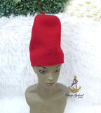 Extra Tall Red Chieftaincy Ozo African Traditional Cap | Igbo Hat | Fez Style Wool Cap | Cultural Headwear for Men