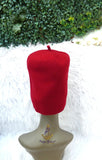 Extra Tall Red Chieftaincy Ozo African Traditional Cap | Igbo Hat | Fez Style Wool Cap | Cultural Headwear for Men