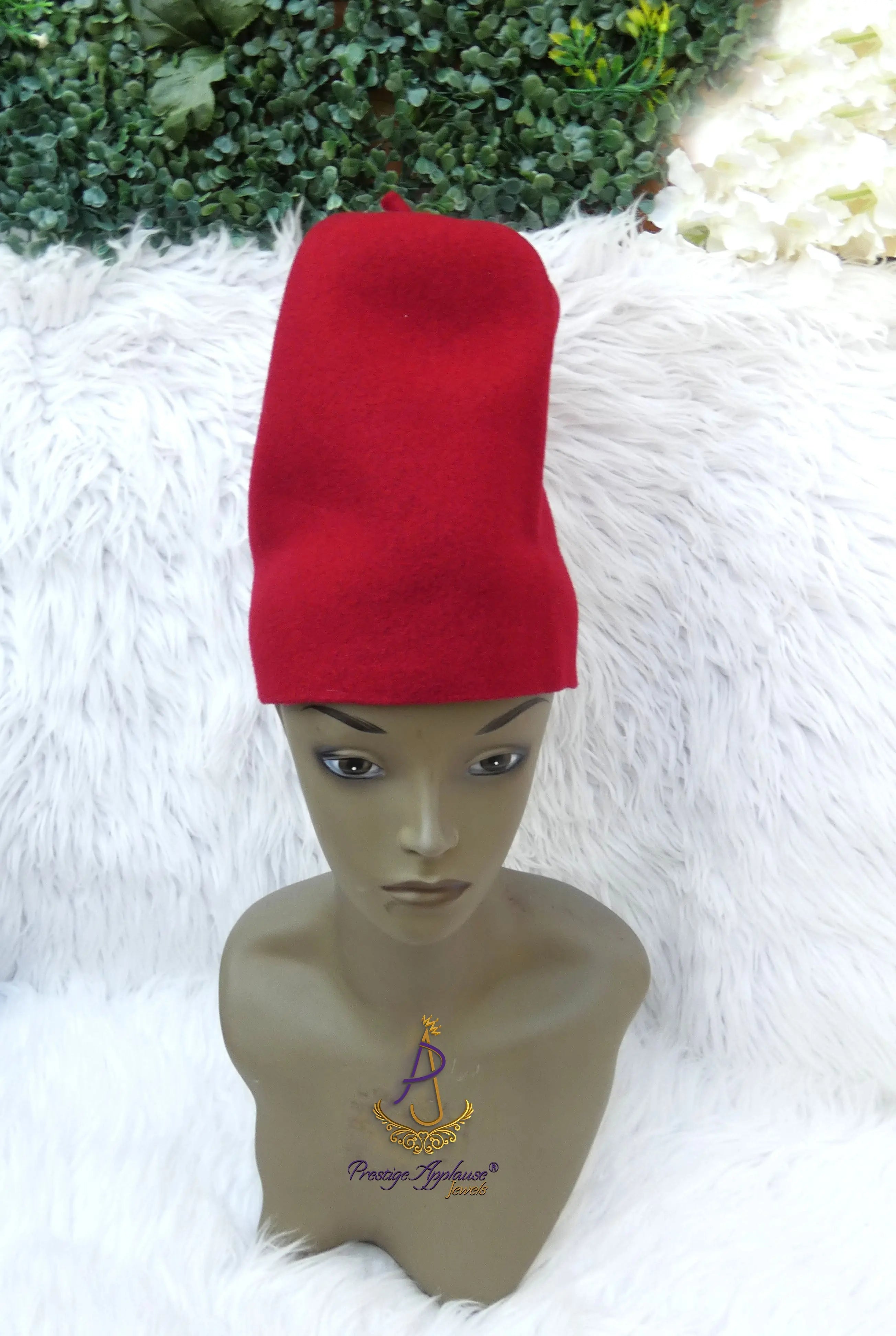Tall Red Chieftaincy Onowu African Traditional Cap | Igbo Hat ...