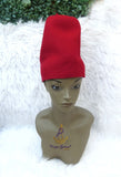 Extra Tall Red Chieftaincy Ozo African Traditional Cap | Igbo Hat | Fez Style Wool Cap | Cultural Headwear for Men