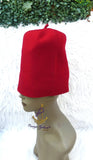 Extra Tall Red Chieftaincy Ozo African Traditional Cap | Igbo Hat | Fez Style Wool Cap | Cultural Headwear for Men