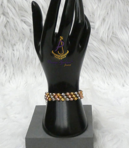 Two-Tone Gold Plated Unisex Hand Chain Bracelet – Adjustable Fashion Jewelry for Men & Women Bangle Bracelet