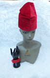 Velvet Suede Igbo Cap with Bracelet | Black, Red & Maroon Nigerian Men’s Hat | African Traditional Wear PrestigeApplause Jewels