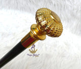 Walking Stick Cane – Elegant Gold-Tone Handle & Black Shaft Statement Accessory African Walking Staff PrestigeApplause Jewels