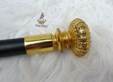 Walking Stick Cane – Elegant Gold-Tone Handle & Black Shaft Statement Accessory African Walking Staff PrestigeApplause Jewels