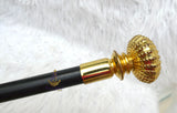 Walking Stick Cane – Elegant Gold-Tone Handle & Black Shaft Statement Accessory African Walking Staff PrestigeApplause Jewels