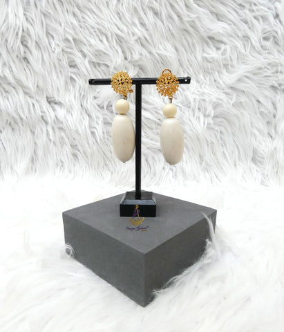 White Beaded Earrings | Elegant Handmade Jewelry for Women | Fashion Accessory & Gift for Her PrestigeApplause Jewels