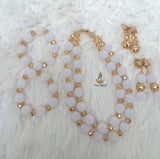 White Beads with Gold Accessories Bridal Wedding Beads Women Jewellery Set PrestigeApplause Jewels