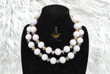 White Beads with Gold Accessories Bridal Wedding Beads Women Jewellery Set PrestigeApplause Jewels