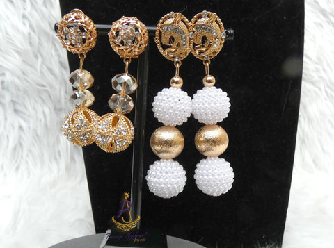 White Beads with Gold Accessories Bridal Wedding Beads Women Jewellery Set PrestigeApplause Jewels
