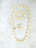 White Red Igbo Edo Women African Necklace Bracelet Beads Jewellery Set - Female Traditional Nigerian Necklace PrestigeApplause Jewels