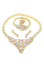 Baby Pink Light Pink Gold Plated Beautiful Necklace Jewellery Set - PrestigeApplause Jewels 
