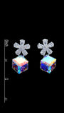 Shinning Colourful Square Drop Dangle Earrings Bridal Wedding Jewelry Gift