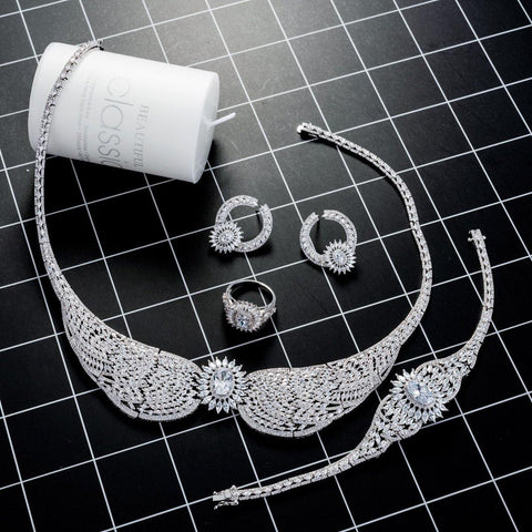 Elegant Design Platinum Plated 4 pcs Jewellery Set - PrestigeApplause Jewels 