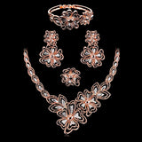 Flowery Design Gold Plated Rose Gold  Beautiful Necklace Jewellery Complete Set (Copy) - PrestigeApplause Jewels 