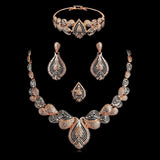 Latest Design Gold Plated Rose Gold Beautiful Necklace Jewellery Complete Set (Copy) - PrestigeApplause Jewels 