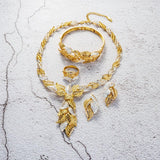 Latest Petal Design Gold Plated Rose Gold Beautiful Necklace Jewellery Complete Set - PrestigeApplause Jewels 