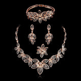 Latest Rose Design Gold Plated Rose Gold Beautiful Necklace Jewellery Complete Set (Copy) - PrestigeApplause Jewels 