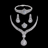 Rain Drop Silver Elegant Cubic Zirconia Necklace Bridal Celebrant Jewellery Set - PrestigeApplause Jewels 
