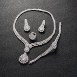 Rain Drop Silver Elegant Cubic Zirconia Necklace Bridal Celebrant Jewellery Set - PrestigeApplause Jewels 