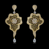 Beautiful Cubid Zirconia 3D Silver Gold Mixed Cocktail Party Wedding Bridal Earring Jewellery - PrestigeApplause Jewels 