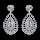 Beautiful Cubid Zirconia Detailed Silver Gold Mixed Cocktail Party Wedding Bridal Earring Jewellery