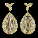 Elegant Silver Gold Mixed Cubid Zirconia 2 Tones Cocktail Party Wedding Bridal Earring Jewellery - PrestigeApplause Jewels 