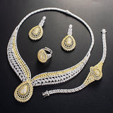 Beautiful Silver Gold Mixed Cubic Zirconia American Diamond Necklace Women Jewelry Set - PrestigeApplause Jewels 