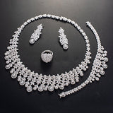 Elegant Cubic Zirconia Silver Gold Necklace Bridal Celebrant Jewellery Set Royal Design - PrestigeApplause Jewels 