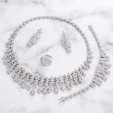 Elegant Cubic Zirconia Silver Gold Necklace Bridal Celebrant Jewellery Set Royal Design - PrestigeApplause Jewels 