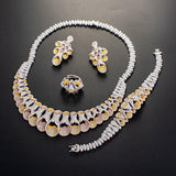 Stunning 2 Tones SIlver Mixed Gold Bold Cubic Zirconia Necklace UK Dispatch Jewellery Set - PrestigeApplause Jewels 