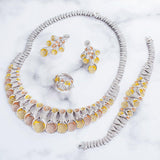 Stunning 2 Tones SIlver Mixed Gold Bold Cubic Zirconia Necklace UK Dispatch Jewellery Set - PrestigeApplause Jewels 