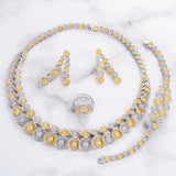 Elegant Gold 2 Tones Silver Mixed Cubic Zirconia Necklace Jewellery Set - PrestigeApplause Jewels 