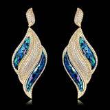 Prestige Gold Blue Mixed Cubid Zirconia Cocktail Party Celebrant Bridal Earring Jewellery Great as Gift UK Rapid Dispatch - PrestigeApplause Jewels 