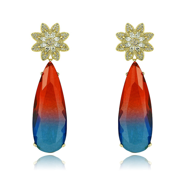 Red Mixed with Blue Dangle earrings from Top Designer