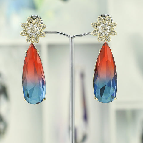 Red Mixed with Blue Dangle earrings from Top Designer