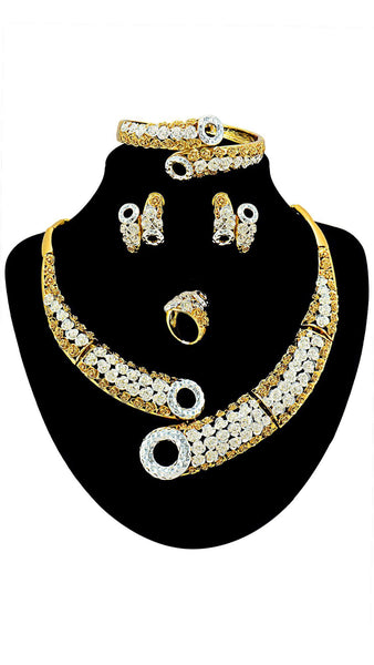 Beautiful Spiky Gold Plated Wedding Party Necklace Earring Jewelry Set
