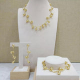 Simple Dubai Gold Plated Necklace Party Bridal Wedding Women Jewellery Set - PrestigeApplause Jewels 