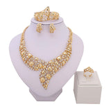Beautiful New Design Gold Plated Necklace Earring Bangle Jewelry Party Necklace Set