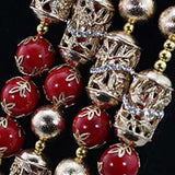 New Design Red Elegant Coral embelished with Gold Balls Bridal Party African Nigerian Jewellery Set