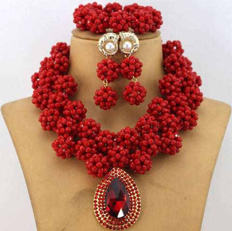 New Crystal African Beads Jewellery Party Wedding Set