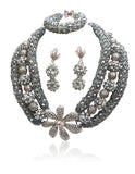 Exclusive Elegant Sparkling AB Silver Beads African Beads Bridal Party Jewel Set