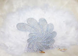 Beautiful White Feather Embelished with Silver Beads with Pearls Bridal Wedding Party Hand fan - PrestigeApplause Jewels 