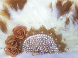 Beautiful Cream & Brown Feather Bridal wedding African Traditional engagement Handfan